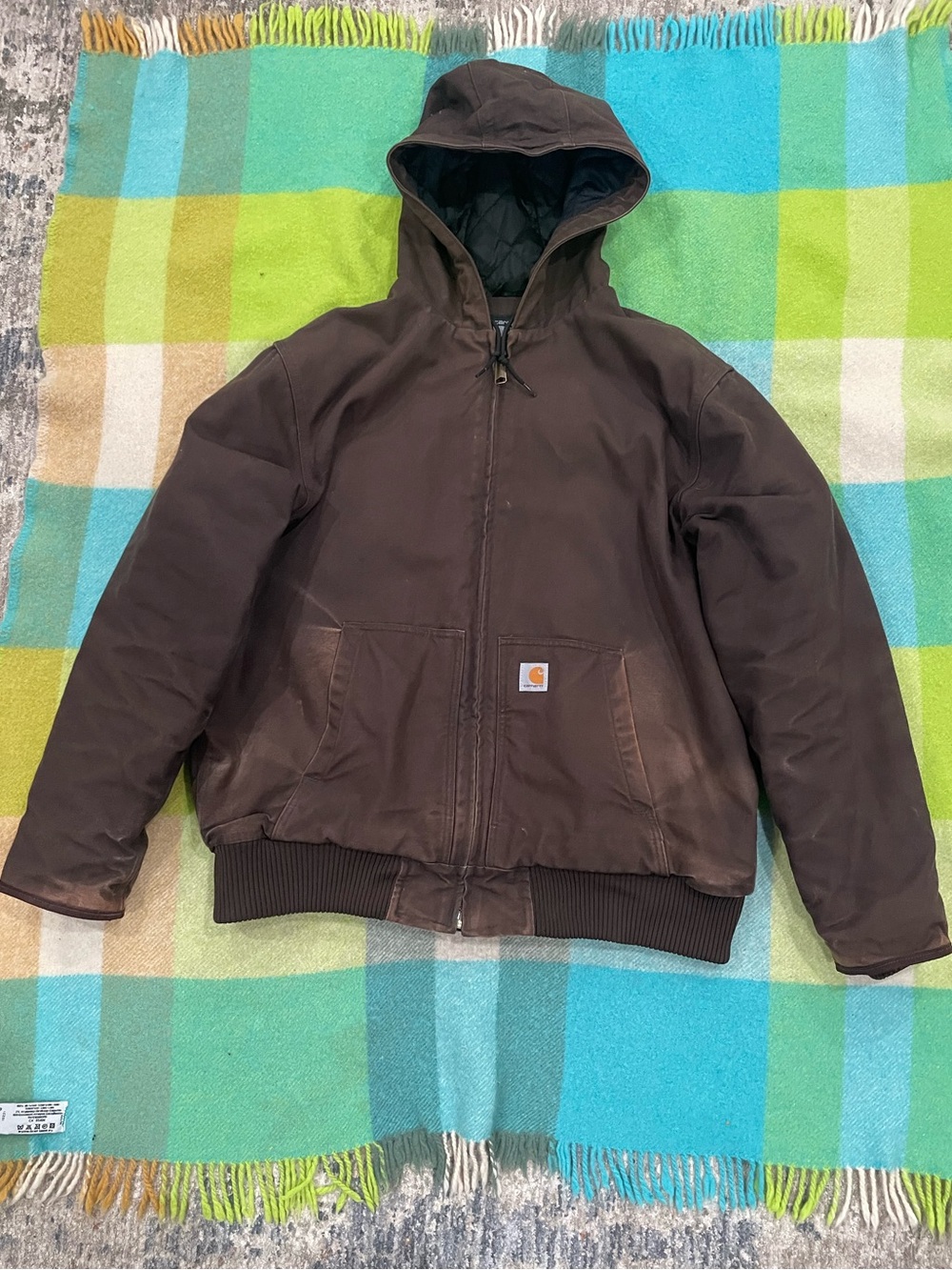Carhartt Washed Duck Active Hooded Full Zip Jacket J130 Faded Brown Mens